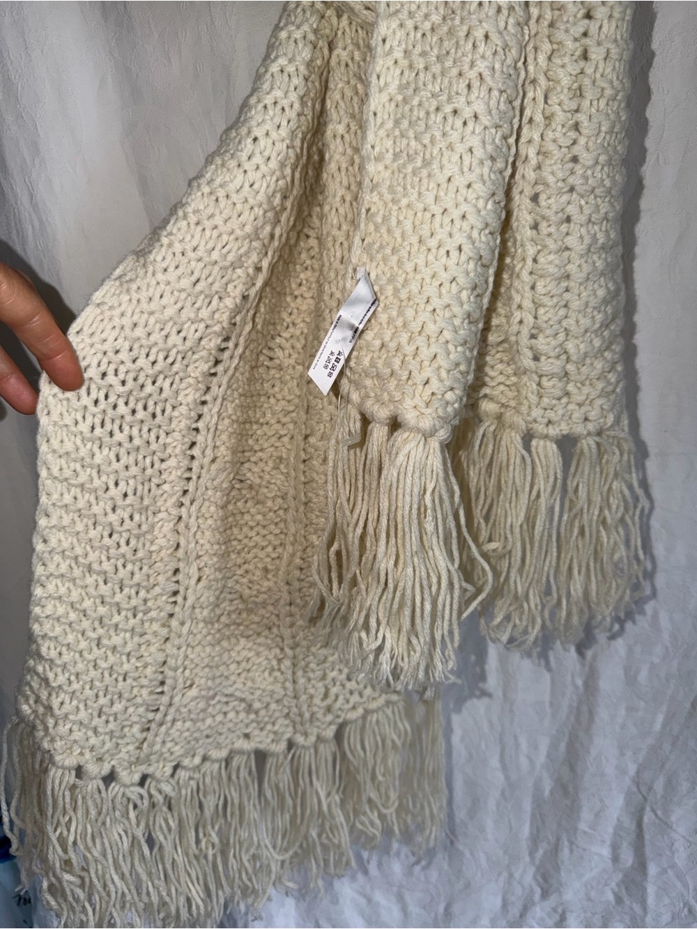 NEW Ivory knitted scarf Free People textured braided knit design garter stitch - Picture 5 of 5